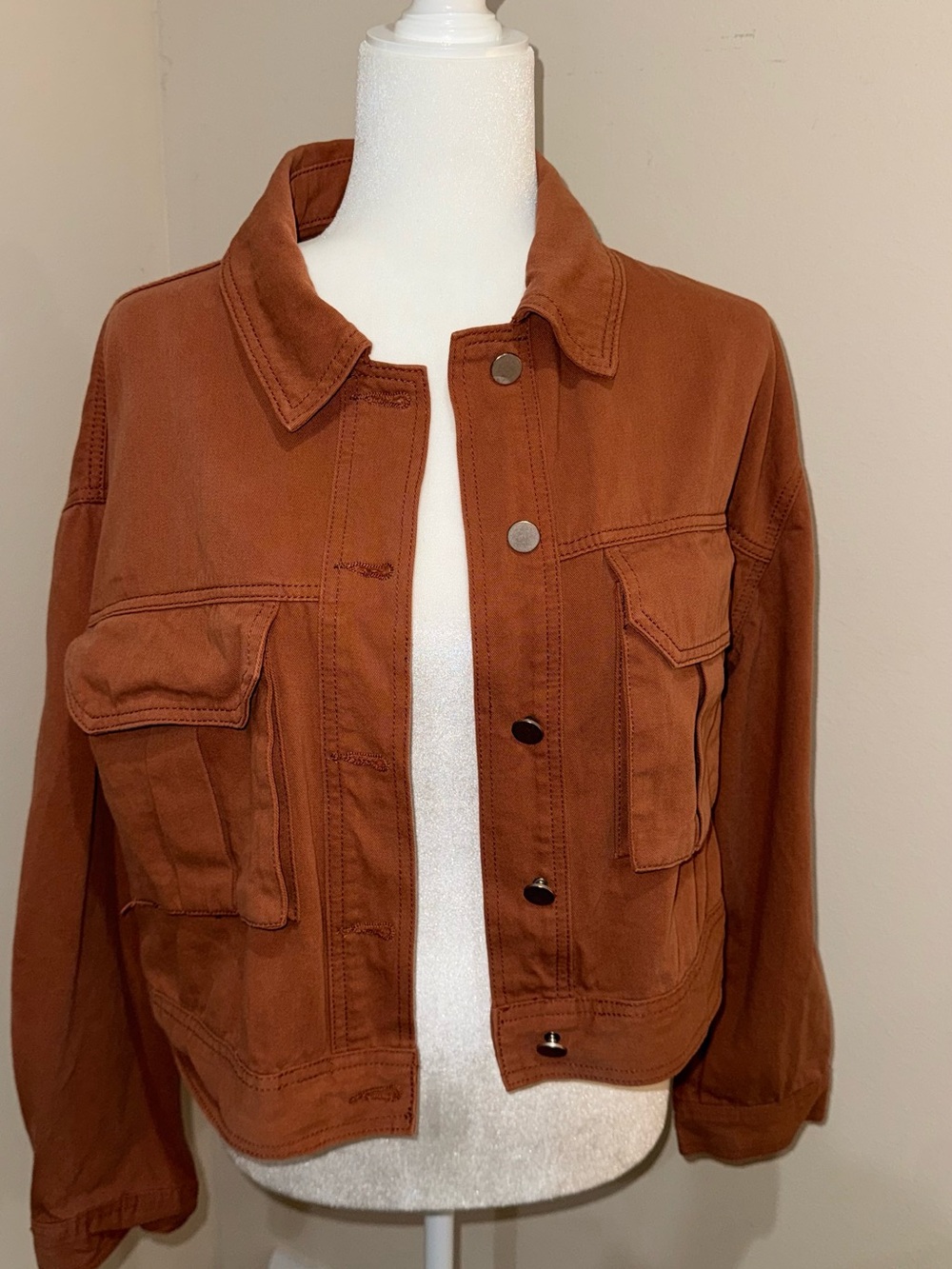 Lulu's Rust Brown Utility Jean Jacket